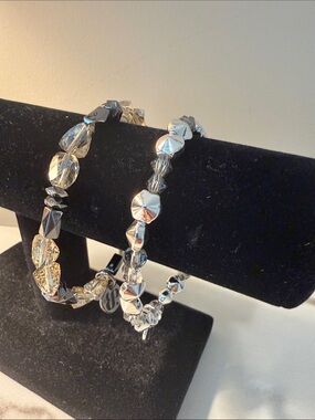 Bomb party Crystal-Accented Silver Bead Stacking‎ Bracelet -